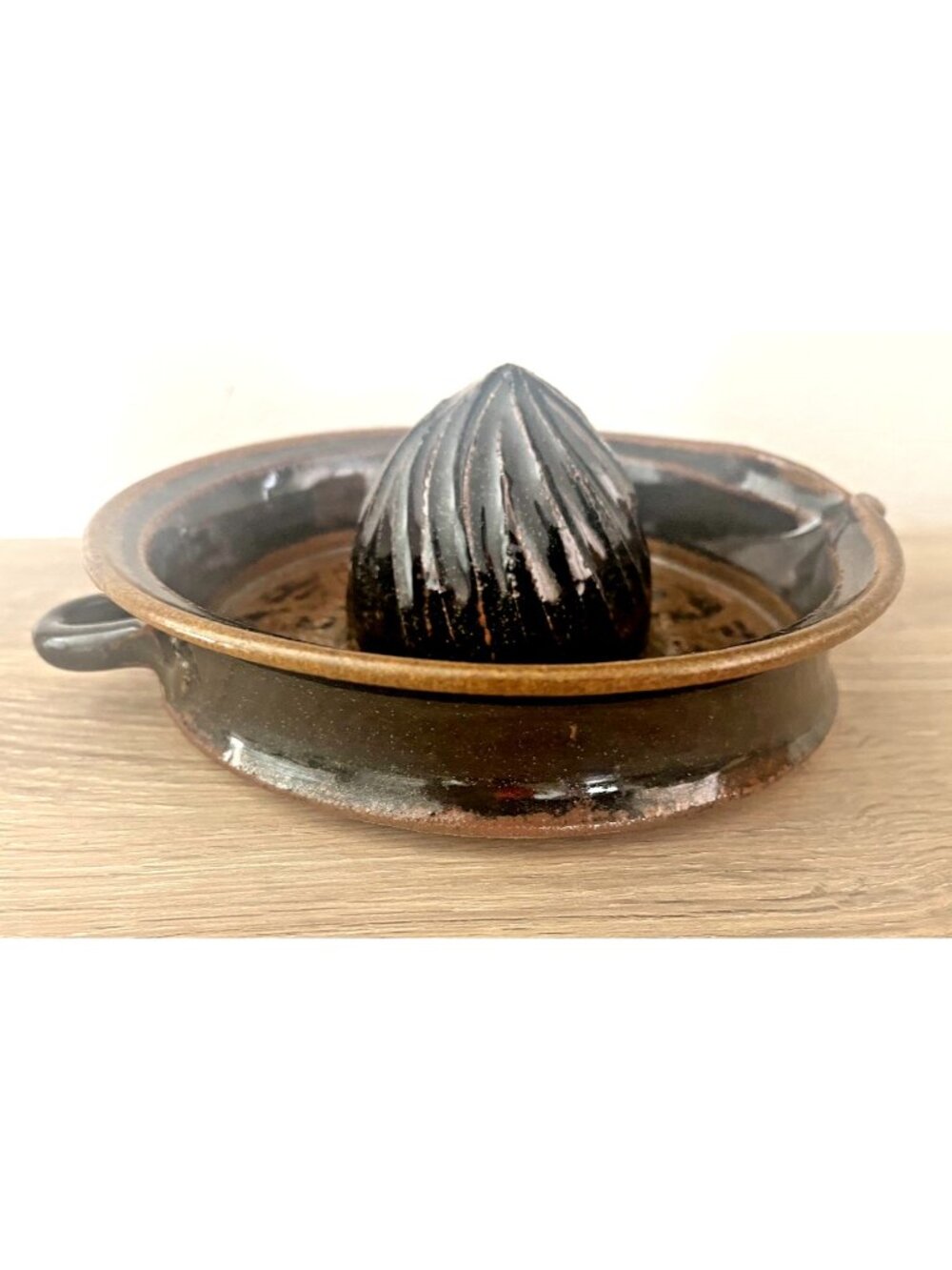 Handmade Studio Art Pottery Citrus Juicer Reamer Stoneware Brown Folk Art